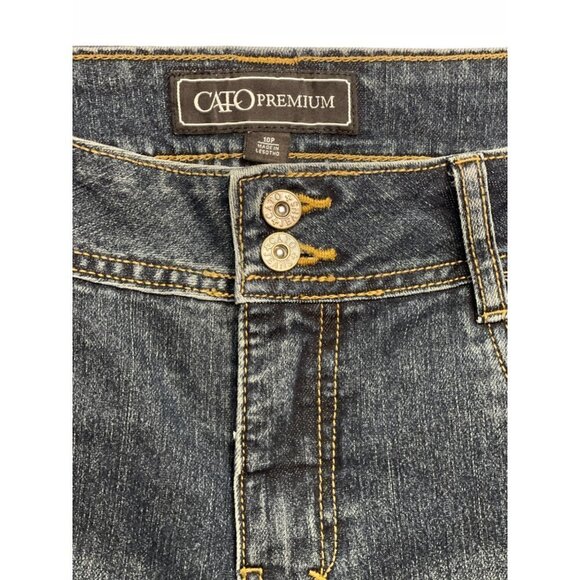 CATO PREMIUM Women's Denim Jeans Size 10 Petite Mid-Rise Boot Cut Deco Pockets - Picture 7 of 15